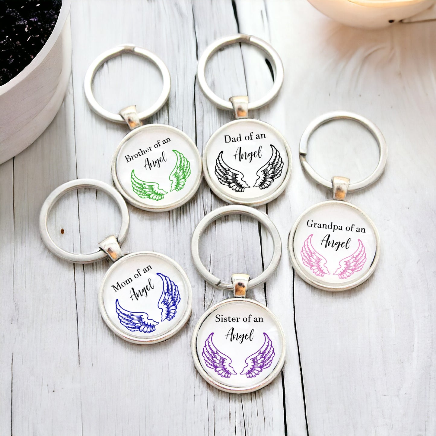Angel Wing Memorial Keychain