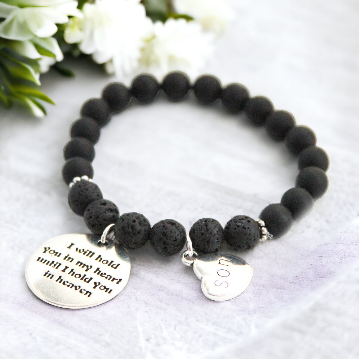 Black Onyx Memorial Diffuser Charm Bracelet