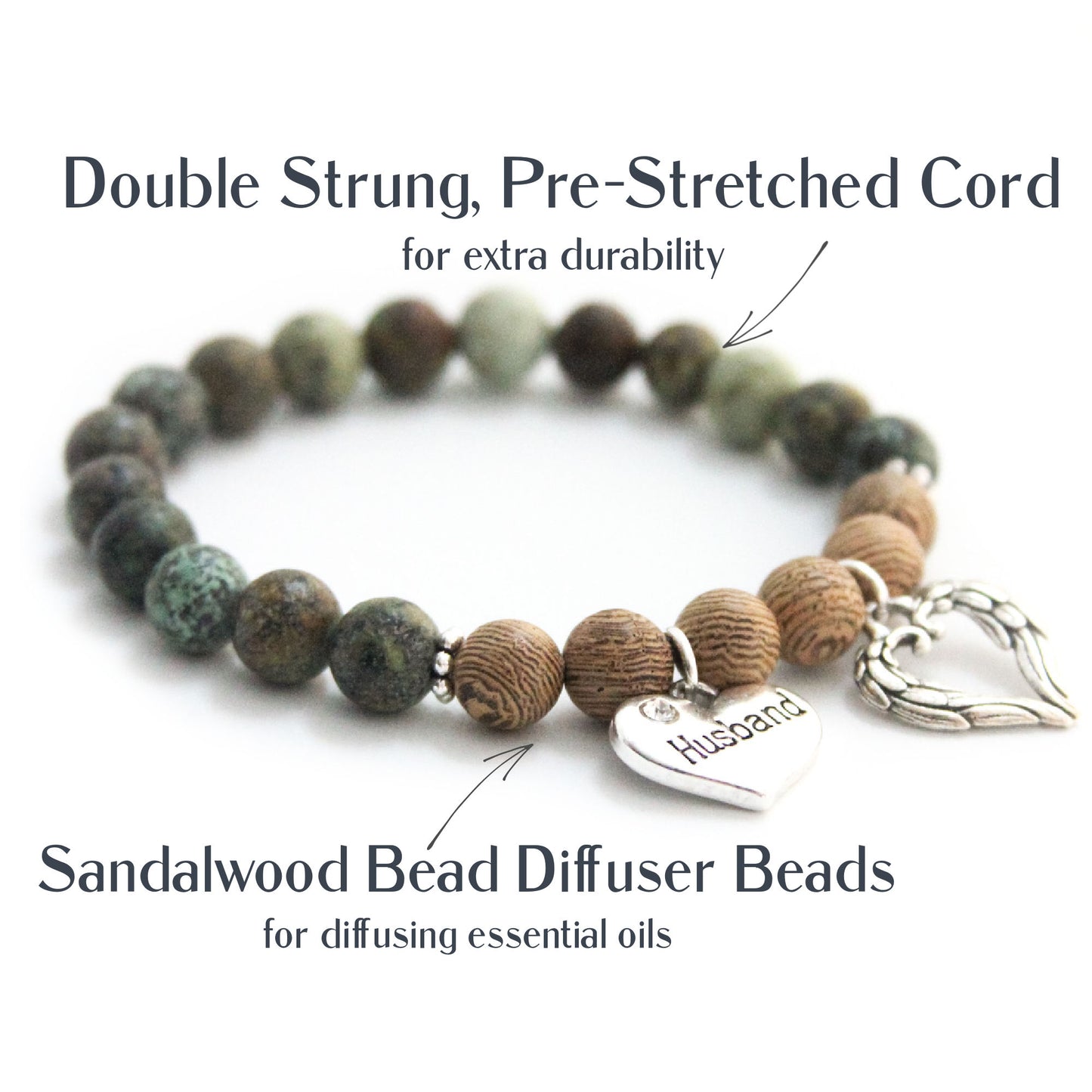 African Turquoise Diffuser Charm Bracelet