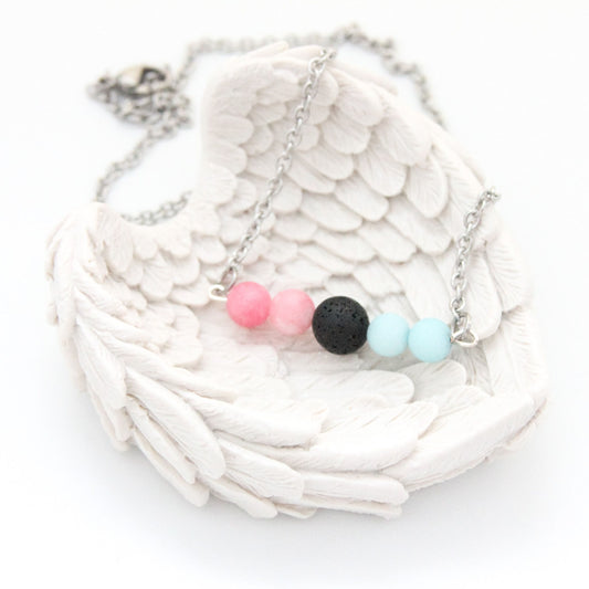 Infant Loss Diffuser Necklace with Pink & Blue Jade