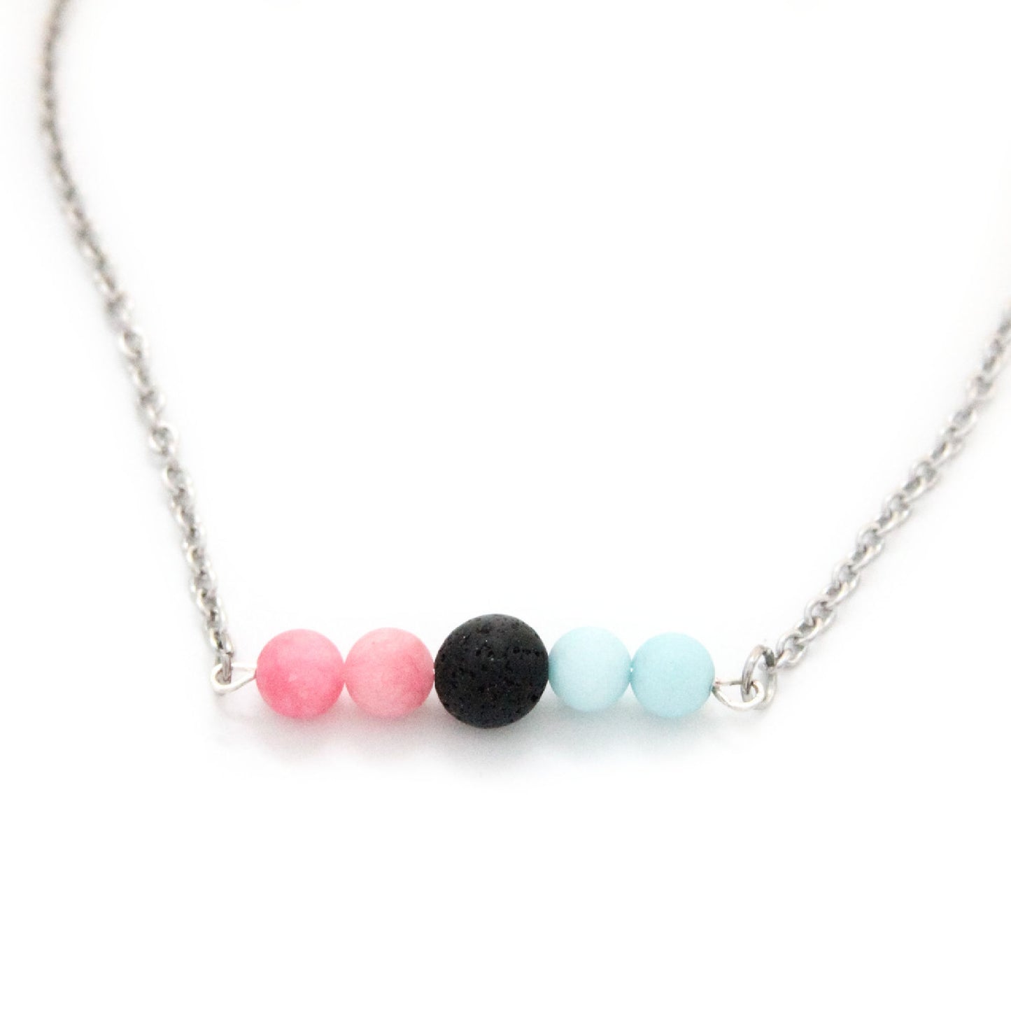 Infant Loss Diffuser Necklace with Pink & Blue Jade