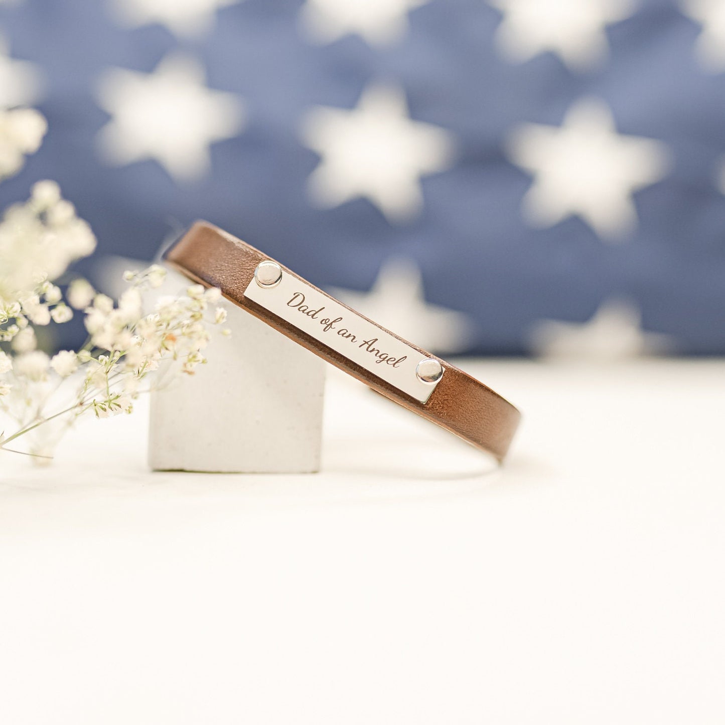 Dad of an Angel Leather Bracelet