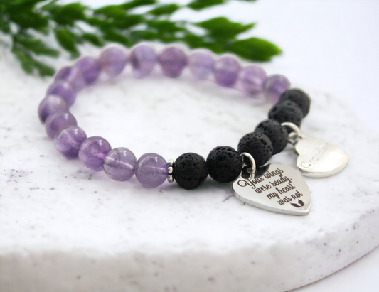 Amethyst Memorial Diffuser Charm Bracelet