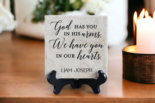 God Has You in His Arms Memorial Tile