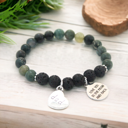 Moss Agate Memorial Diffuser Charm Bracelet