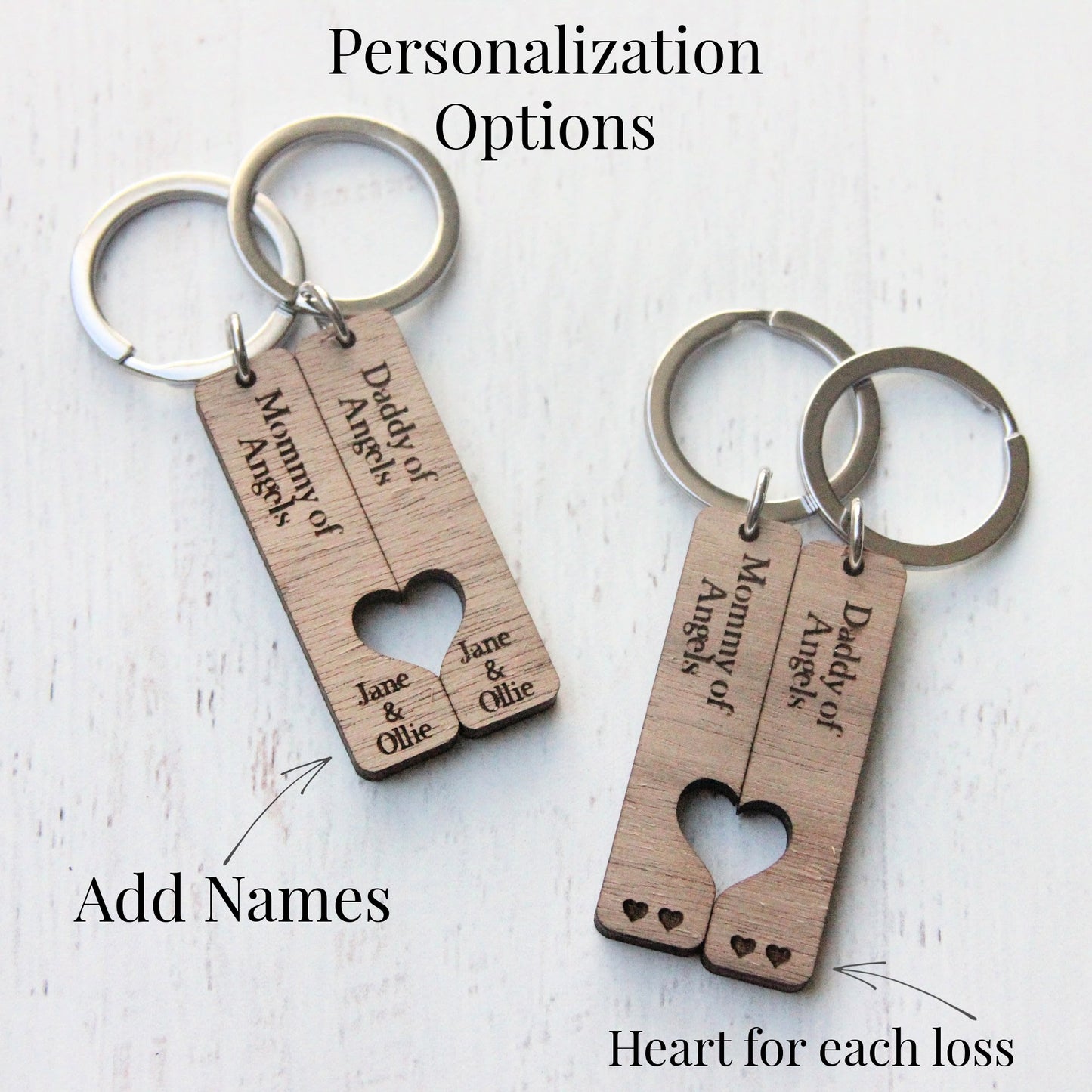 Infant Loss Heart Wood Keychain