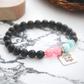 Infant Loss Black Onyx Charm Bracelet with Pink & Blue Jade