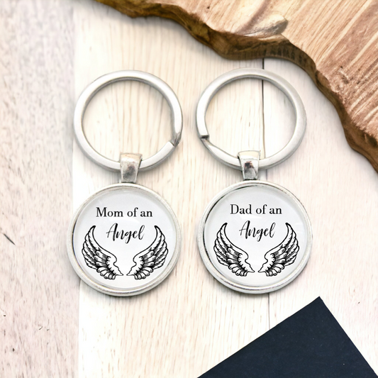 Mom and Dad of an Angel Memorial Keychains Set