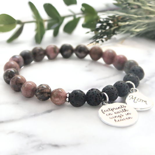 Rhodonite Memorial Diffuser Charm Bracelet