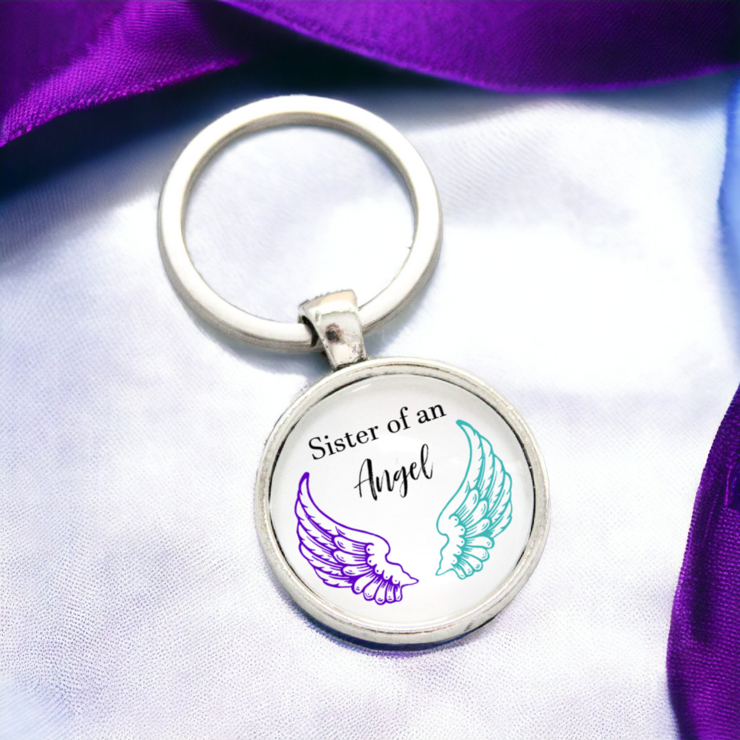 Suicide Awareness Angel Wing Memorial Keychain