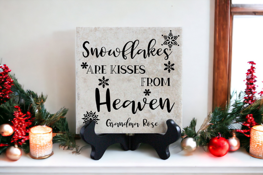Snowflakes are Kisses from Heaven Memorial Tile
