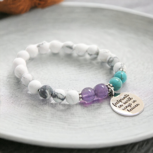 Suicide Loss & White Howlite Charm Bracelet