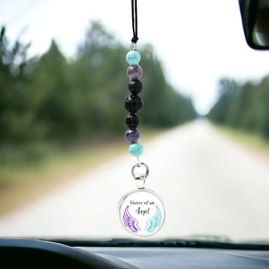 Suicide Loss Angel Wings Rearview Mirror Car Charm