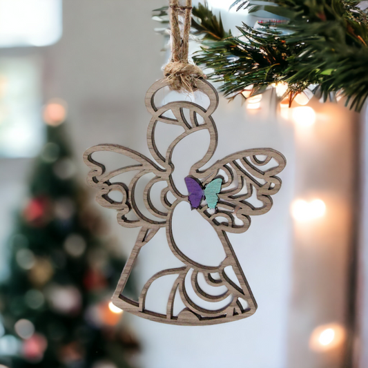 Cutout Angel with Suicide Loss Butterfly Ornament