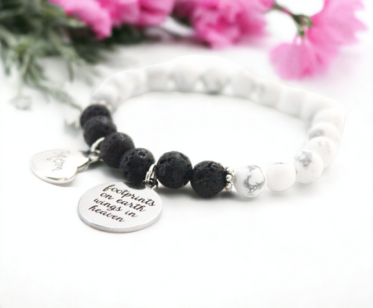White Howlite Memorial Diffuser Charm Bracelet