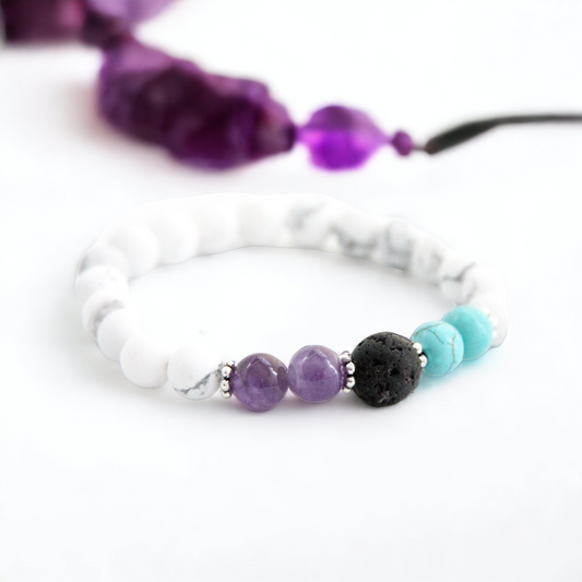 Suicide Loss & White Howlite Memorial Diffuser Bracelet