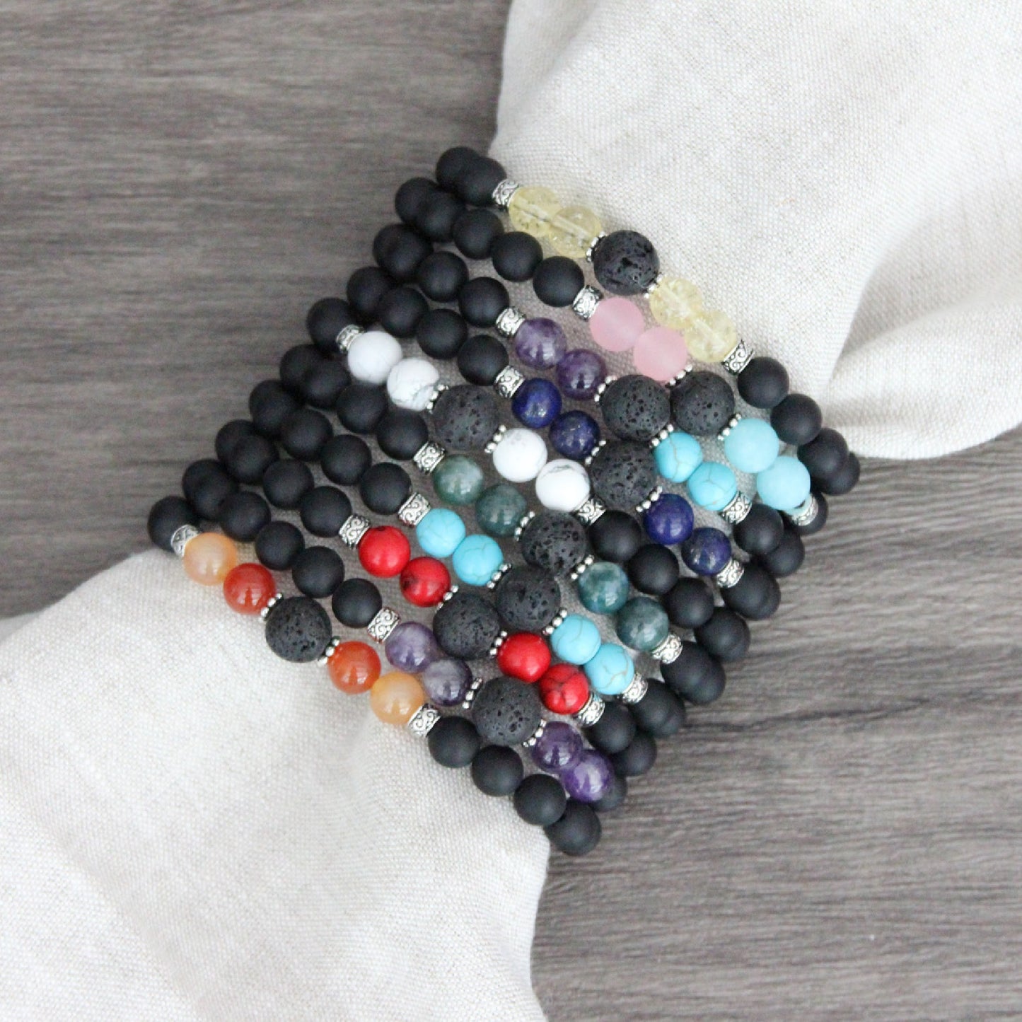 Black Onyx & Gemstone Diffuser Bracelet