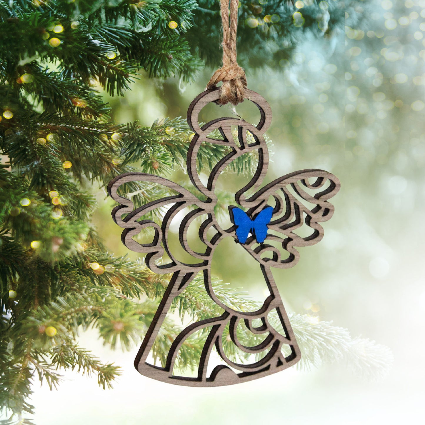 Cutout Angel with Butterfly Memorial Ornament