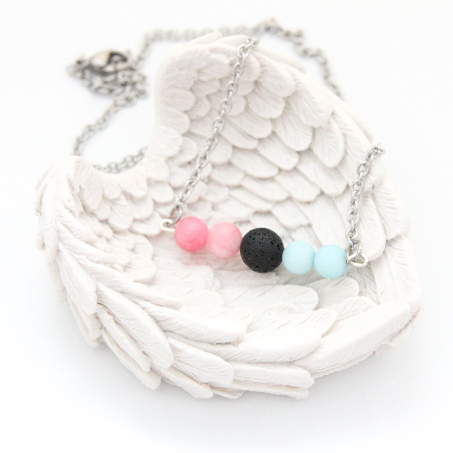 Infant Loss Diffuser Necklace with Pink & Blue Jade