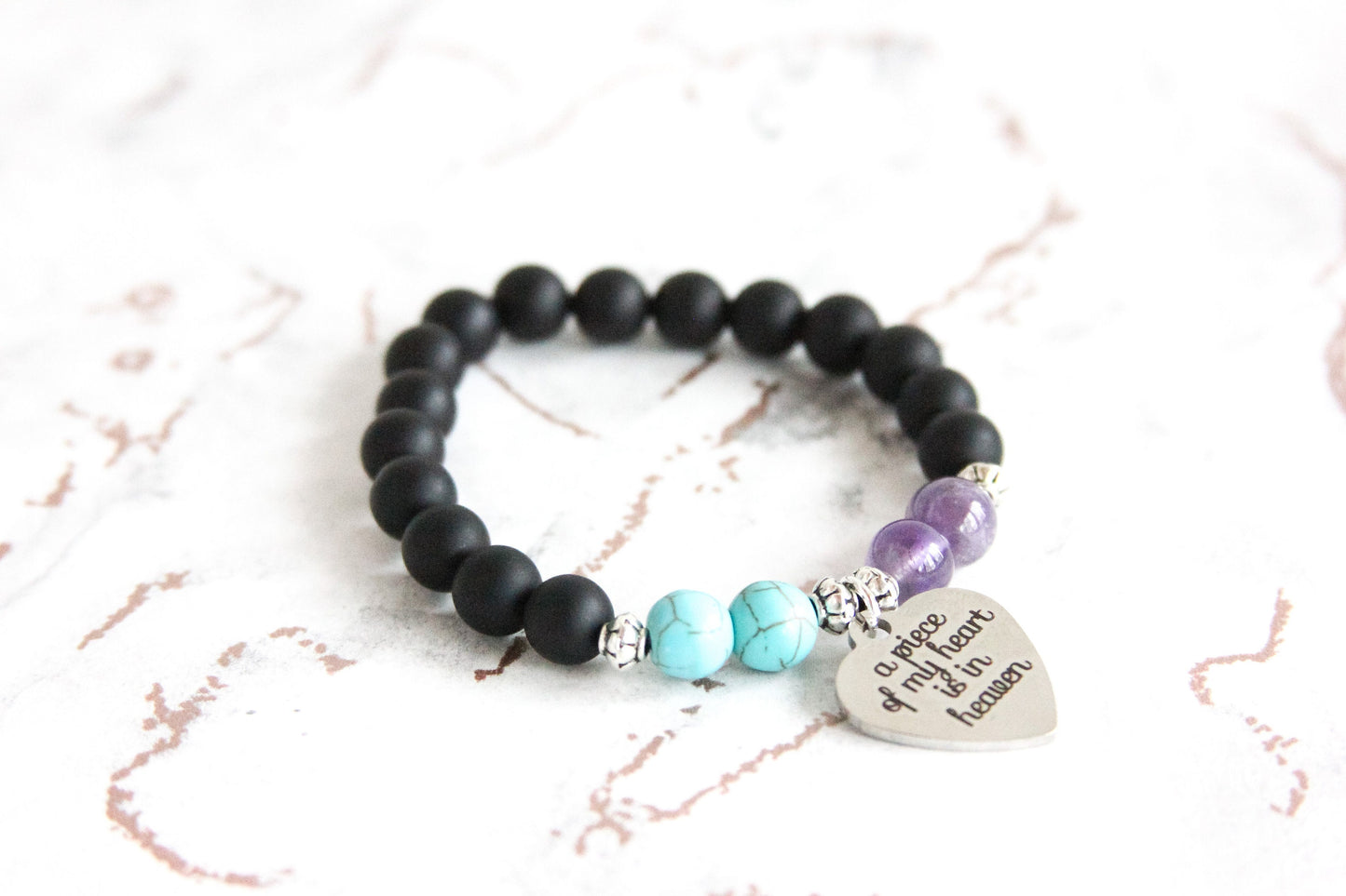 Suicide Loss & Black Onyx Memorial Bracelet Stack