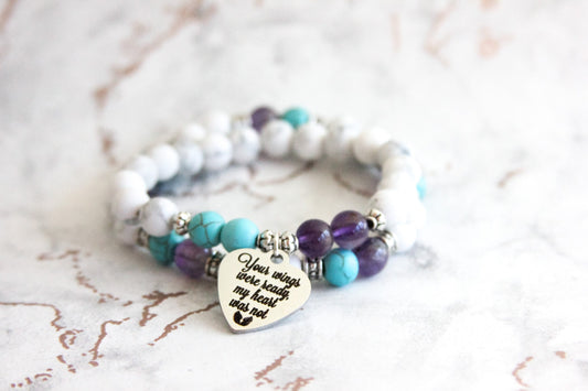 White Howlite Suicide Awareness Memorial Charm Bracelet Stack