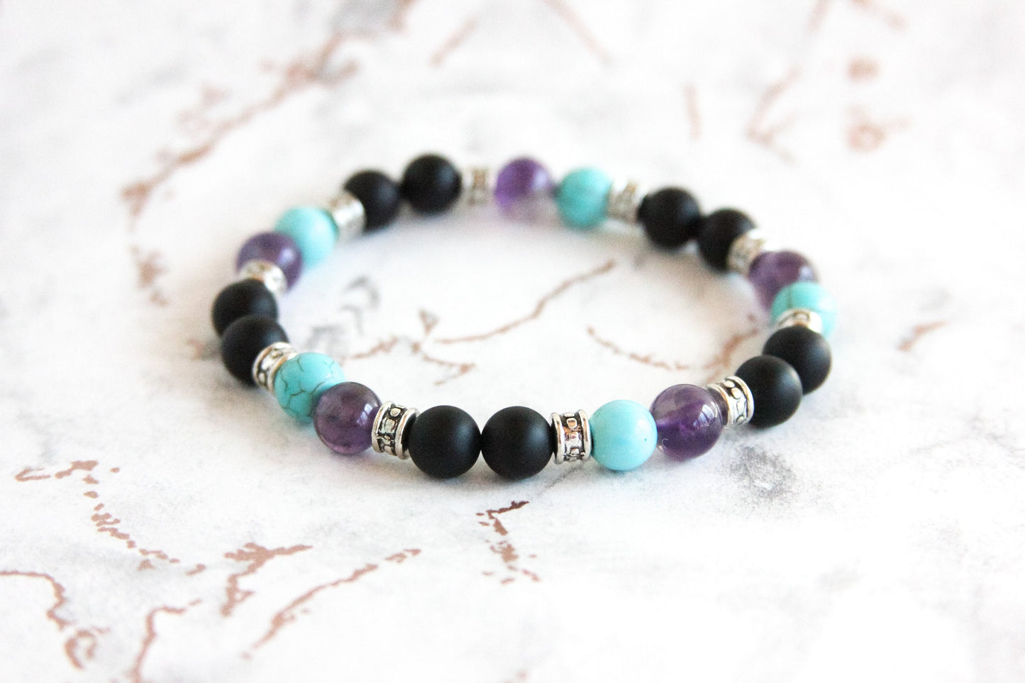 Suicide Loss & Black Onyx Memorial Bracelet Stack