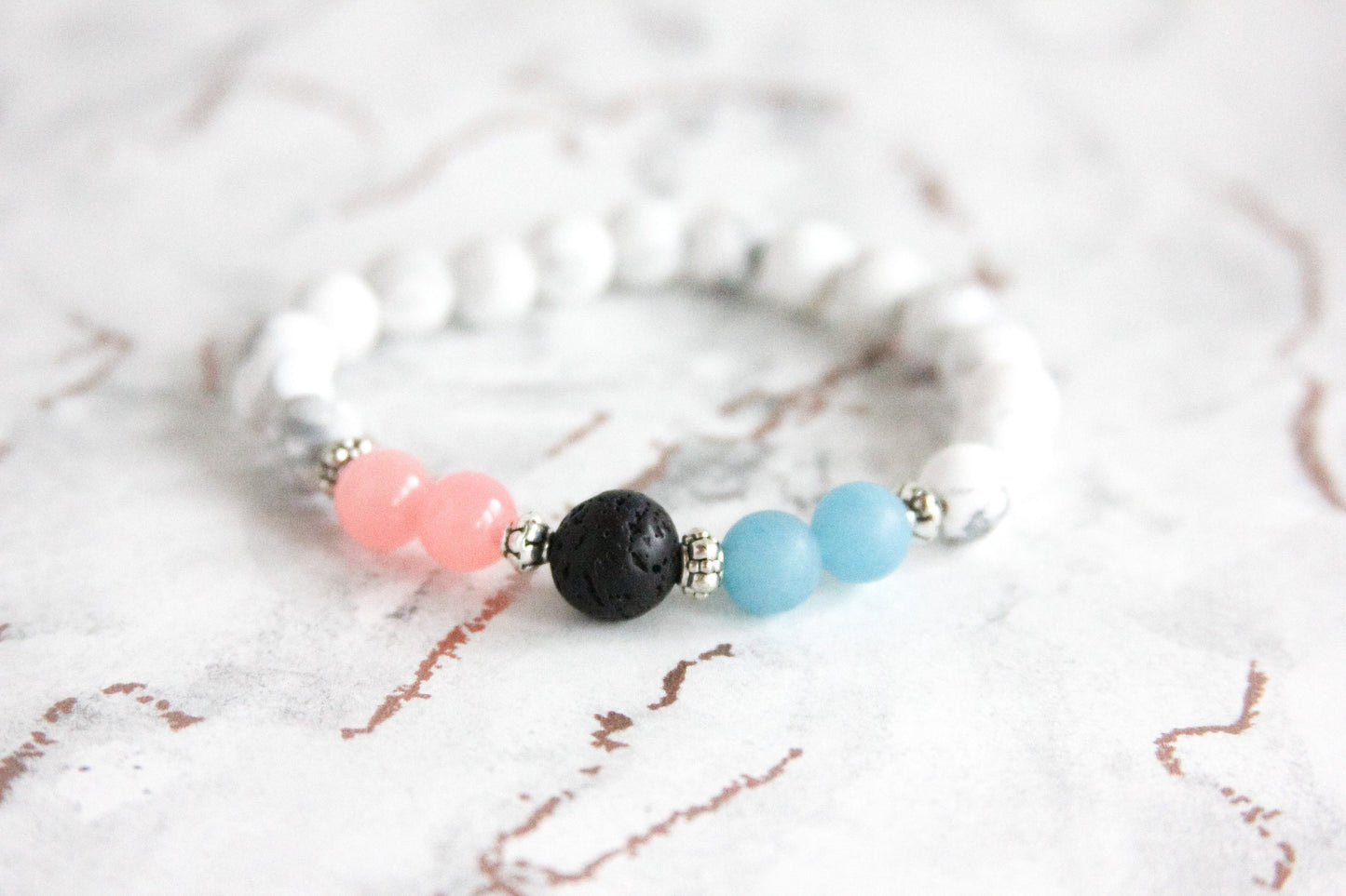 Infant Loss Howlite Diffuser Bracelet Stack