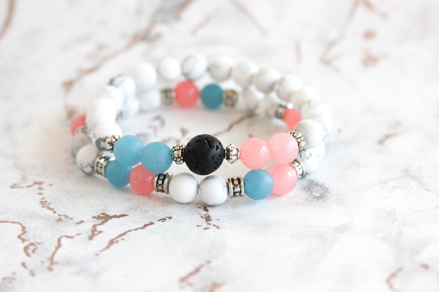 Infant Loss Howlite Diffuser Bracelet Stack