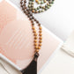 African Turquoise & Smoky Quartz 108 Bead Zen Mala Knotted Necklace