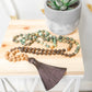 African Turquoise & Smoky Quartz 108 Bead Zen Mala Knotted Necklace