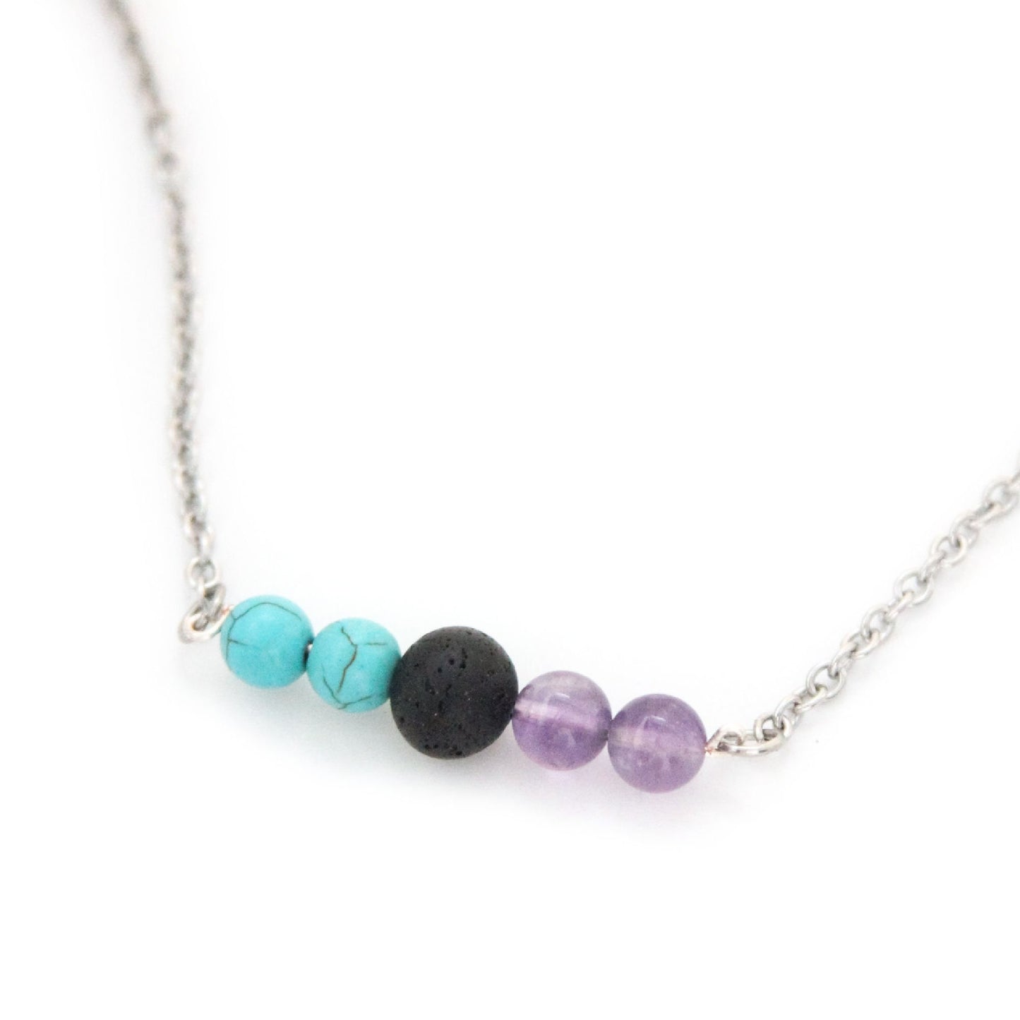 Suicide Awareness Diffuser Necklace with Amethyst & Turquoise Howlite