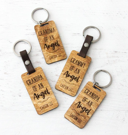 Bereaved Grandparent Wood Keychain