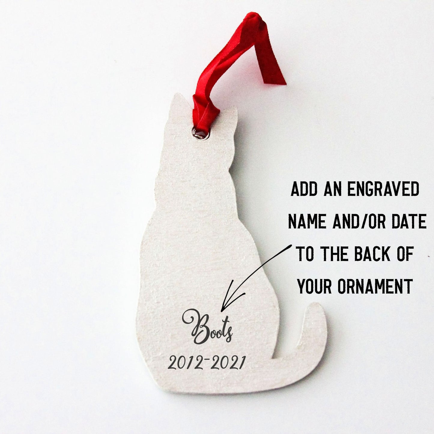 Silver Cat Memorial Ornament